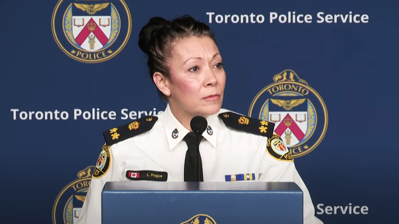 Deputy Chief Lauren Pogue speaks to reporters on Friday. (CP24)
