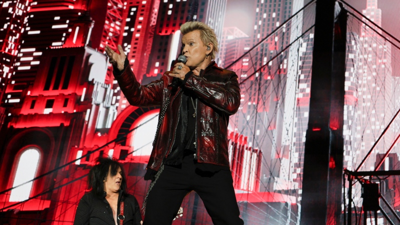 British singer Billy Idol performs during the Vive Latino music festival in Mexico City, Saturday, March 16, 2024. (AP Photo/Ginnette Riquelme)