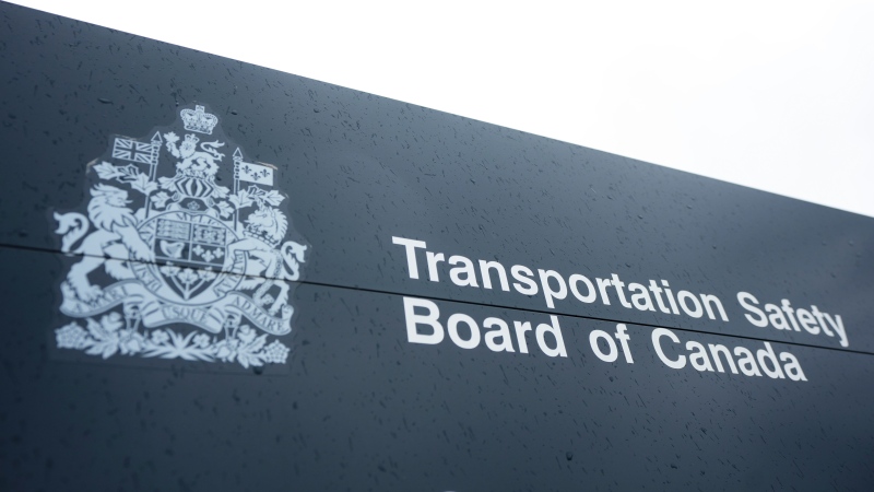 Transportation Safety Board of Canada (TSB) signage is pictured outside TSB offices in Ottawa, Monday, May 1, 2023. THE CANADIAN PRESS/Sean Kilpatrick