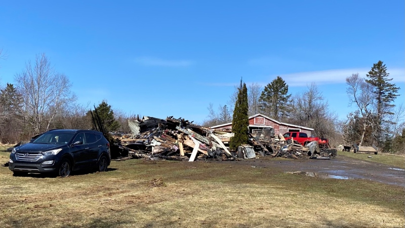 Fire crews cleared the scene of this house fire just before noon on Monday, April 8, 2024. The home was completely destroyed by fire. (Source: Jesse Thomas)