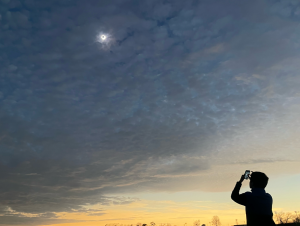 Taking photos of the solar eclipse in Hamilton on April 8, 2024. (Courtesy: Joyce Zhuo)