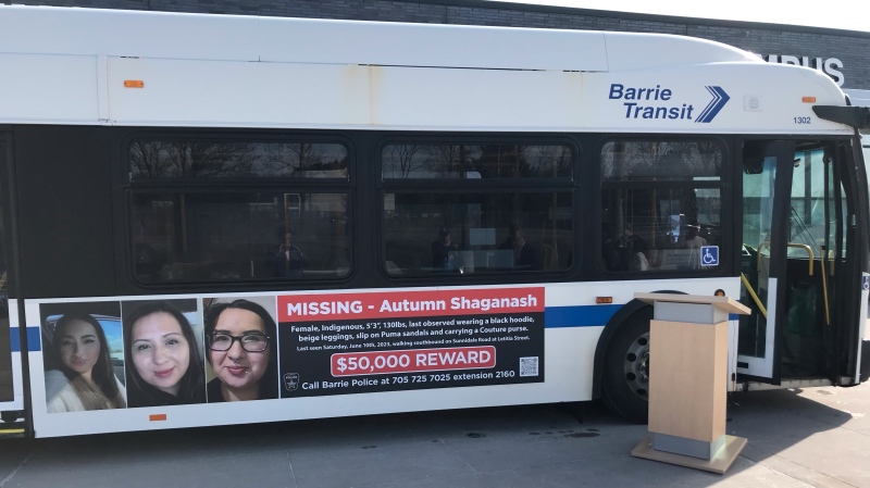 A mobile billboard asking for information into the whereabouts of missing Autumn Shaganash on April 9, 2024 (Christian D'Avino/CTV News). 