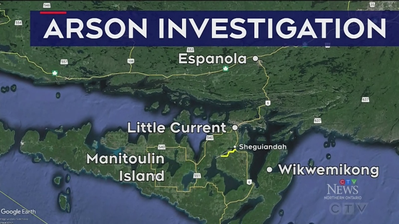 Arson investigation on Manitoulin Island. April 8, 2024 (CTV Northern Ontario)