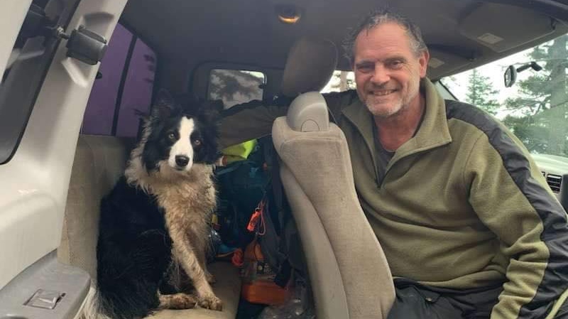 Alberni Valley Rescue Squad member Rory Ford is pictured with Izzy the dog. (Image credit: Alberni Valley Rescue Squad/Facebook) 