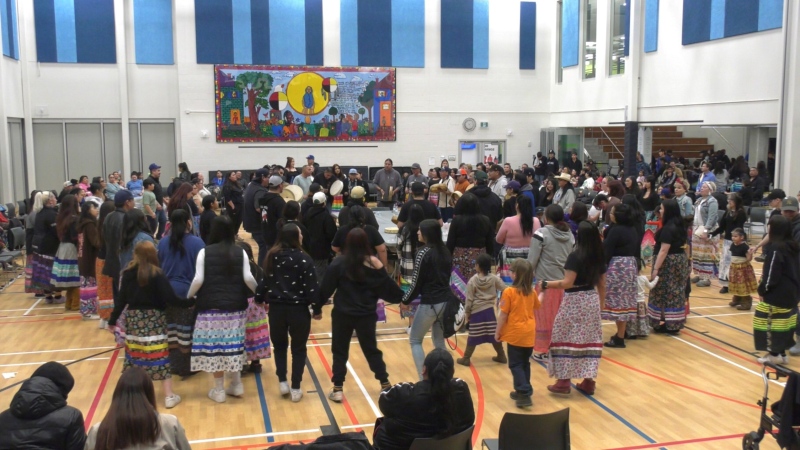 The Street Culture Project held their first ever round dance at the mâmawêyatitân centre on Friday. (Mick Favel / CTV News) 