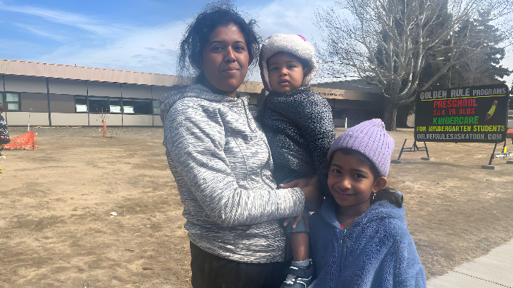 Piyali Dey and her children are seen in this photo. (Stacey Hein/CTV News)