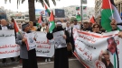 People protest following the death in an Israeli jail of terminally ill Palestinian activist and novelist Walid Daqqa, in the West Bank City of Nablus. (Alaa Badarneh/EPA-EFE/Shutterstock via CNN Newsource)
