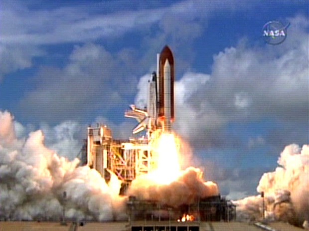 Space shuttle Discovery blasts off from Cape Canaveral, Fla. on Tuesday, Oct. 23, 2007.