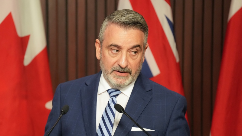 Paul Calandra, Ontario Minister of Municipal Affairs and Housing, takes questions from journalists at Queen's Park in Toronto on Monday, October 16, 2023. THE CANADIAN PRESS/Chris Young