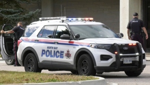 Undated file photo - North Bay police arrive at building. (CTV Northern Ontario)