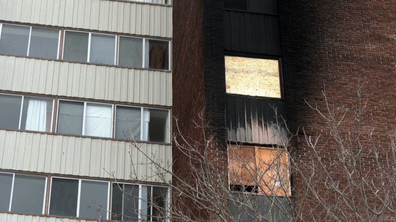 Aftermath of the apartment fire on Halifax Drive. April 10, 2024. (CTV News Ottawa)