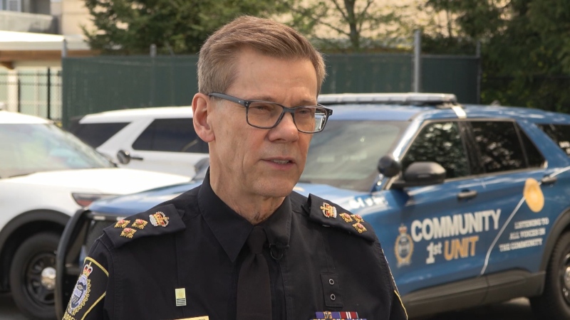 Surrey Police Service Chief Norm Lipinski speaks to CTV News on Wednesday, April 10, 2024. (CTV News) 