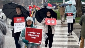 Graduate teaching assistants at Western University are on strike. April 11, 2024. (Sean Irvine/CTV News London)