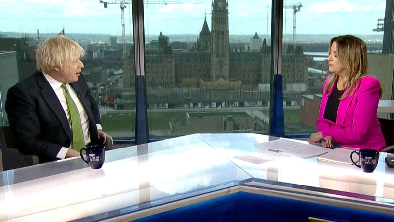Former British prime minister Boris Johnson speaks in an exclusive interview with CTV Question Period host Vassy Kapelos.