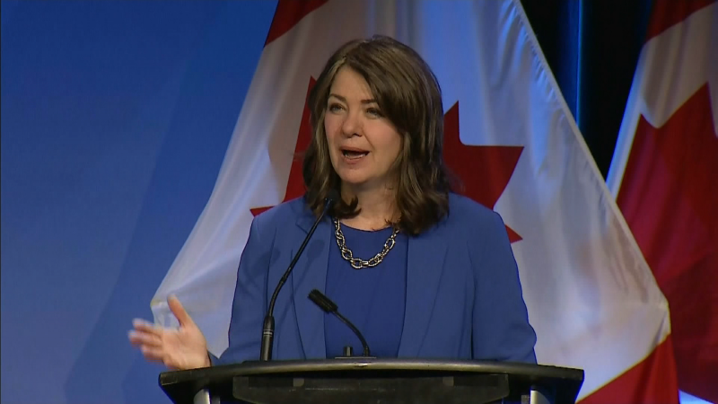 Alberta Premier Danielle Smith speaks at the Canada Strong and Free Networking Conference in Ottawa on April 12, 2024. (CTV News) 
