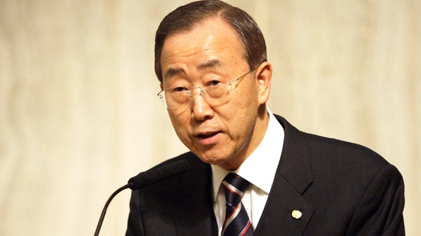 UN Secretary-General Ban Ki-moon speaks during a prayer service for earthquake victims in Haiti in New York, on Wednesday, Jan. 20, 2010. (AP / Frank Franklin II)