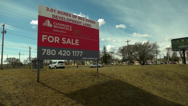 Green Violin, a development non-profit, wants to set up a two-year sanctioned encampment with social services on this parcel of land near Edmonton's Coliseum station. (Nav Sangha/CTV News Edmonton)