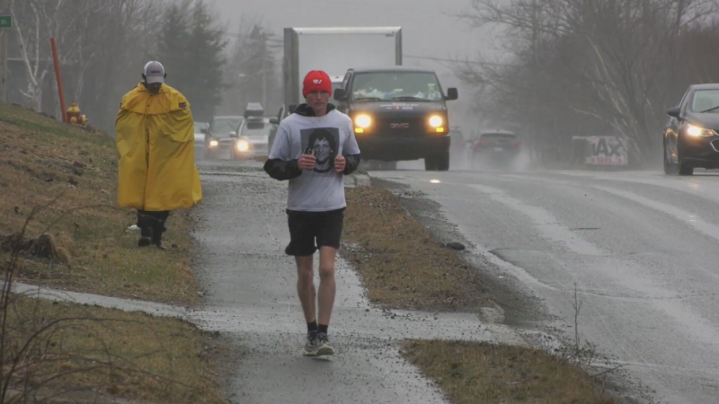 Ryan Keeping is running across Canada to raise money for the Heart and Stroke Foundation of Canada. (CTV/Ryan MacDonald)
