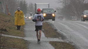 Ryan Keeping is running across Canada to raise money for the Heart and Stroke Foundation of Canada. (Ryan MacDonald/CTV Atlantic)
