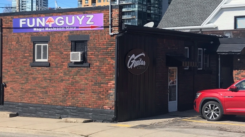 A FunGuyz magic mushroom store reopened on Apr. 13, 2024, days after a Waterloo regional police raid. (Chris Thomson/CTV Kitchener)