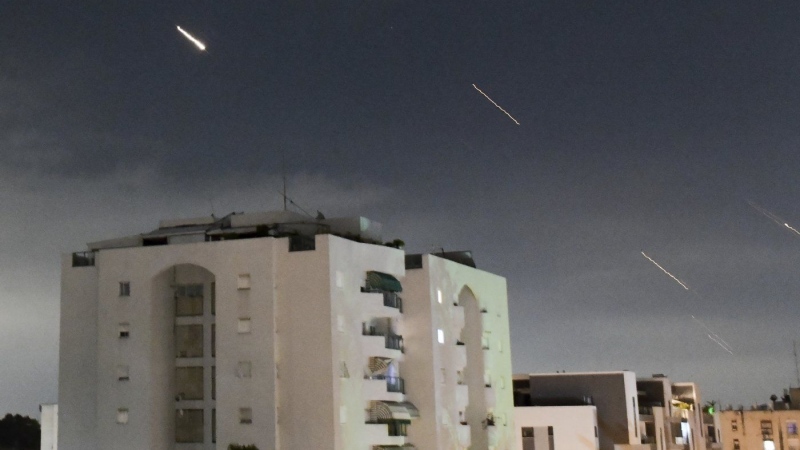 Israeli Iron Dome air defence system launches to intercept missiles fired from Iran, in central Israel, Sunday, April 14, 2024. (Tomer Neuberg/AP Photo)