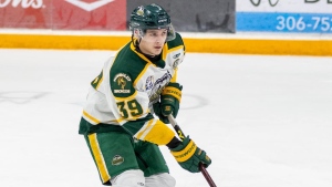 Humboldt Broncos Spencer Bell recorded a hat trick in his latest performance, keeping the team's playoff hopes alive. (Source: @theSJHL/Herbie Alimpuyo)
