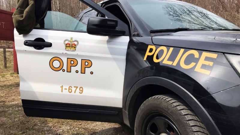 An Ontario Provincial Police vehicle with the front passenger door opened. (File Photo/Supplied/Ontario Provincial Police)