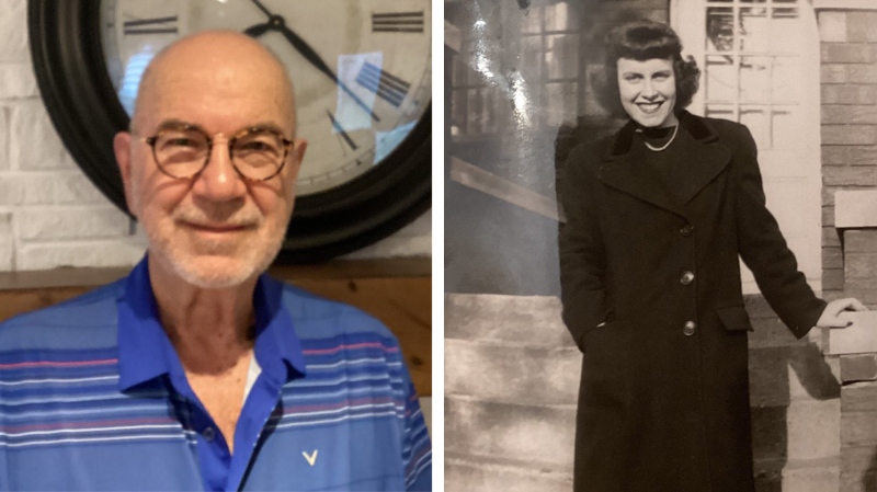 A composite image shows Paul McLister, left, and a black-and-white photo of his biological mother, Gloria. (Paul McLister)
