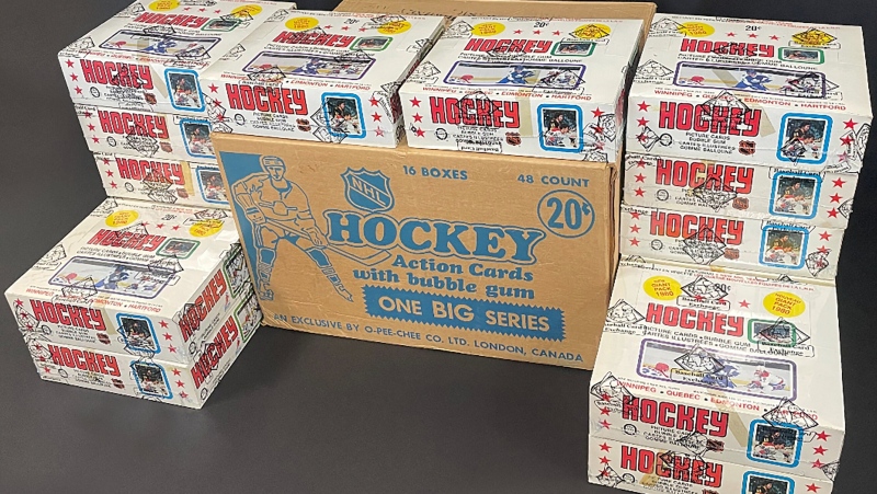 A case containing 16 sealed boxes of O-Pee-Chee 1979-80 hockey cards is seen in an undated handout photo. THE CANADIAN PRESS/Heritage Auctions 