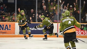 North Bay Battalion win Game 2 in series against Sudbury Wolves. April 13, 2024 (OHL)