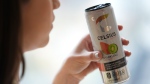 A can of Celsius, a fitness drink that is supposed to accelerate metabolism and burn body fat, is shown in New York on Wednesday, April 10, 2024. (AP Photo/John Minchillo)