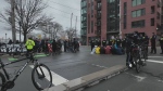Halifax Regional Police arrested and charged 21 people at a pro-Palestinian demonstration in downtown Halifax on April 15, 2024. (Carl Pomeroy/CTV Atlantic)
