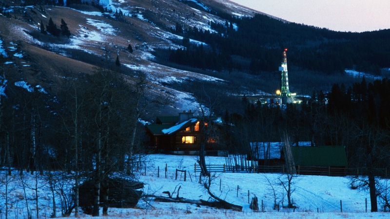 A gas well is shown being drilled near the home of Mike Judd, west of Pincher Creek, Alberta, in this handout photo from 2010. THE CANADIAN PRESS/HO, Gordon Petersen