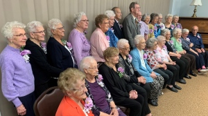 A group of Regina residents in their 90's at the Selo Gardens housing complex came together over the weekend to celebrate their longevity. (Wayne Mantyka/CTV News)