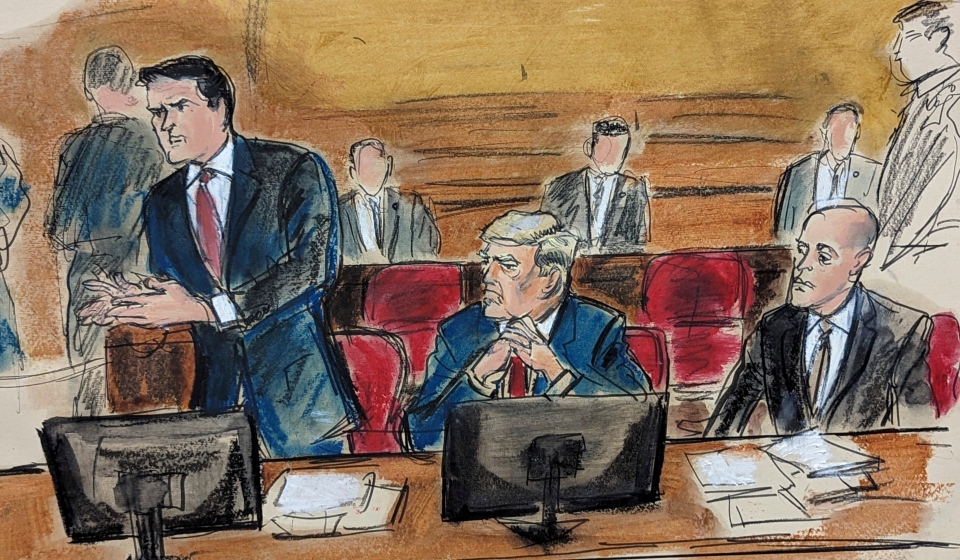 Courthouse sketch Donald Trump