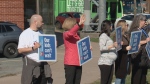 Nova Scotia teachers hold a rally at the Armdale Rotary in Halifax. (Source: CTV News Atlantic)