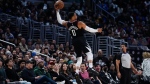 Los Angeles Clippers guard Russell Westbrook (0) keeps the ball inbounds during the second half of an NBA basketball game against the New Orleans Pelicans in Los Angeles, Wednesday, Feb. 7, 2024. (AP Photo / Ashley Landis)