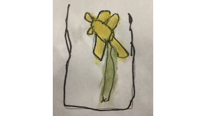 A daffodil by Mason Lalonde, 4 years old, JK, Stonecrest Elementary School 
