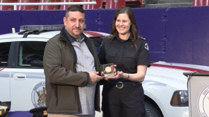 Mike Nasr was recognized by BCEHS for his heroism on Monday, April 15. (CTV News/Abigail Turner)  
