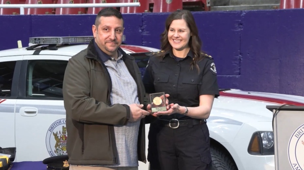 Mike Nasr was recognized by BCEHS for his heroism on Monday, April 15. (CTV News/Abigail Turner)  