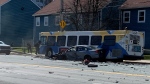 Three-vehicle collision on Barrington Street in Halifax on April 16, 2024. (Source: Mike Lamb/CTV News Atlantic)