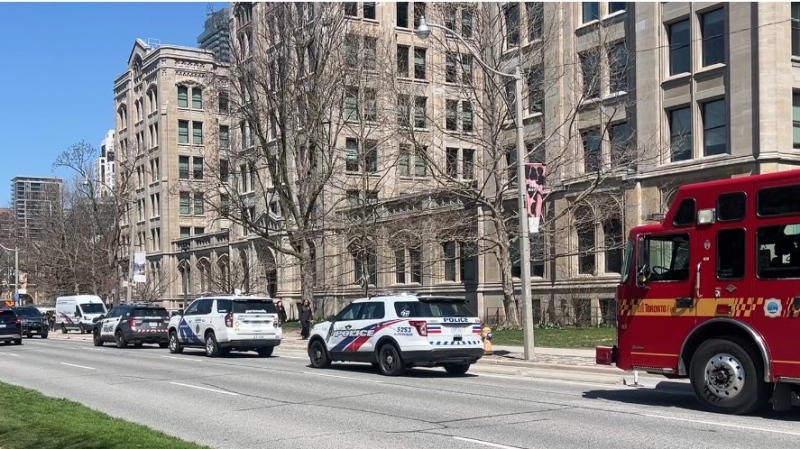 Emergency officials can be seen outside Ontario's legislature on April 16. (Siobhan Morris)
