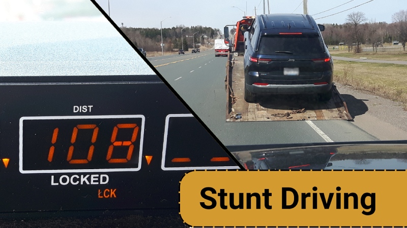 While patrolling Black Road, Sault police said they spotted a vehicle locked on radar driving 108 km/h in a 60 km/h zone. (Supplied)