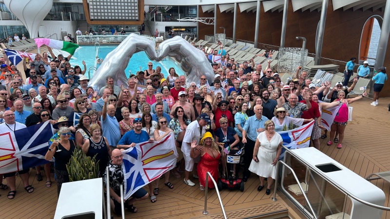 Hundreds of Newfoundlanders, seen in this handout photo taken April 12, 2024, near Cuba, were inadvertently booked on the same cruise. THE CANADIAN PRESS/HO