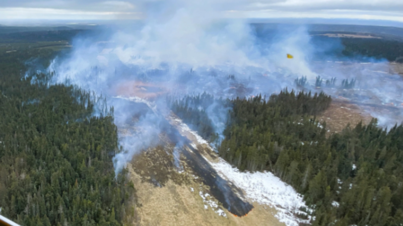 A wildfire started in Yellowhead County on Tuesday, April 16, 2024. (Alberta Wildfire)