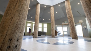 A gathering space at the entrance of Kiknu, a long-term care facility in the Mi'kmaq community of Eskasoni, is pictured. (Source: Communications Nova Scotia)
