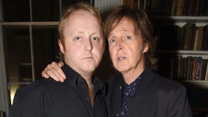 James with his famous father, Paul McCartney, back in 2015. (Richard Young/Shutterstock via CNN Newsource)