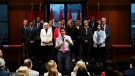 Prime Minister Justin Trudeau addresses caucus during a meeting on Parliament Hill in Ottawa on Wednesday, April 17, 2024. THE CANADIAN PRESS/Sean Kilpatrick