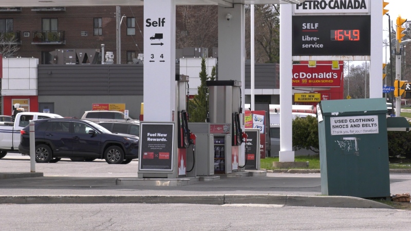 Gas was selling for $1.64 a litre at Ottawa gas stations on Wednesday. Canadians for Affordable Energy President Dan McTeague says prices are expected to increase 14 cents a litre on Thursday. (Katelyn Wilson/CTV News Ottawa) 