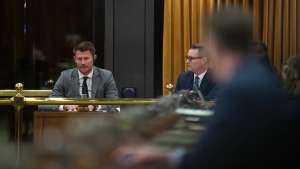 Members of Parliament look on as GC Strategies partner Kristian Firth answers questions after being admonished in the House of Commons, Wednesday, April 17, 2024 in Ottawa. THE CANADIAN PRESS/Adrian Wyld